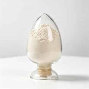 A glass jar displaying white powder of Organic Bentonite Rheology Additive BT-871, also known as an organoclay product.