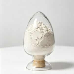 A glass jar filled with white powder of Organoclay Rheological Additive BT-186.
