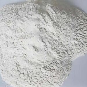 Close-up of white powder of BT-581 organic bentonite and organoclay rheology modifier.