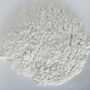 Close-up of white powder of BT-582 organic bentonite and organoclay rheology modifier.