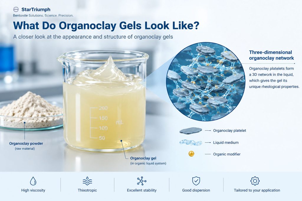 What organoclay gel looks like in an organic liquid system